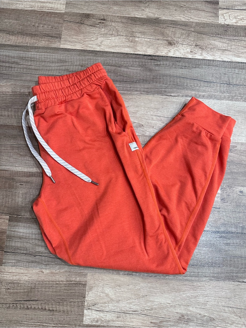 Vuori Orange Track Joggers with White Drawstring